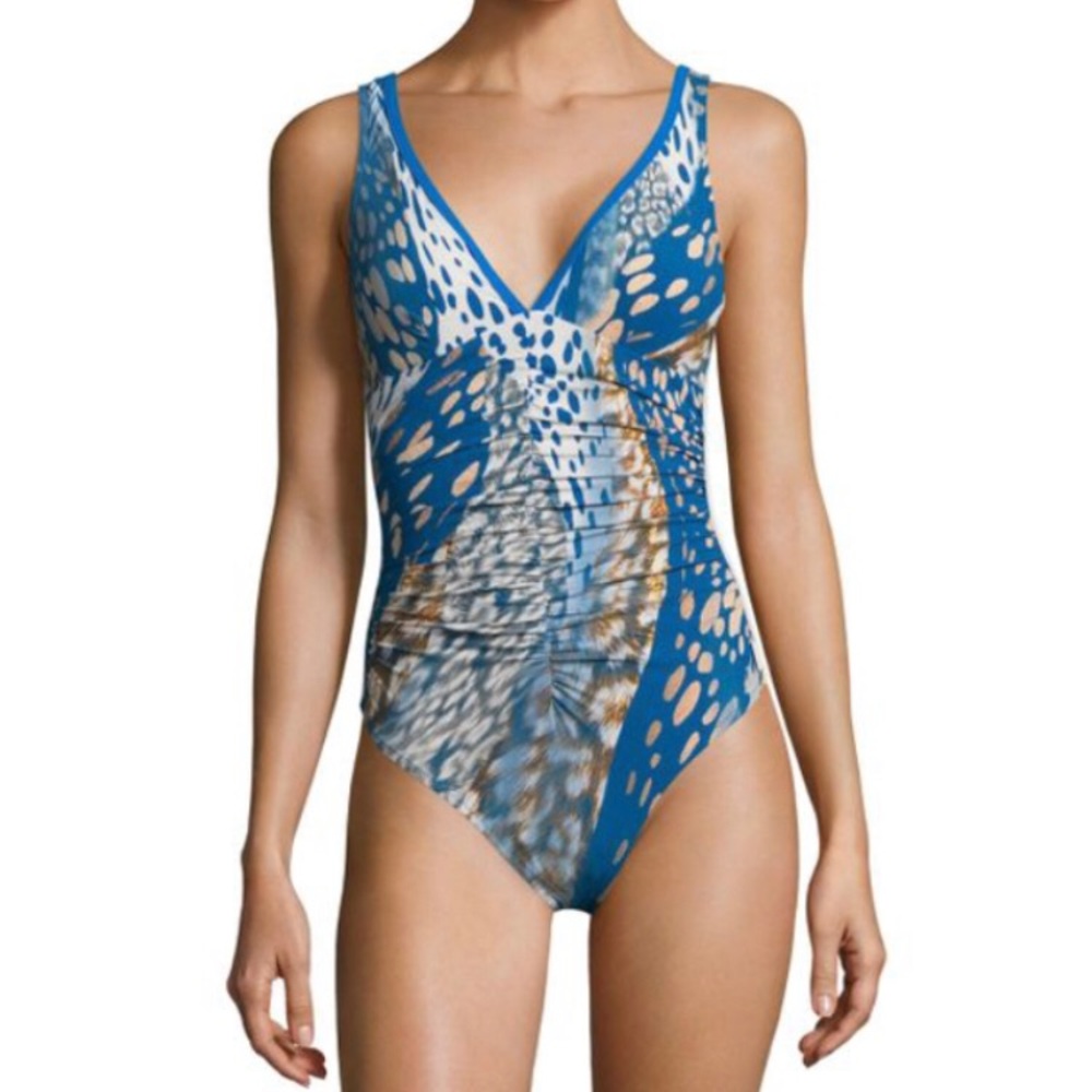 Shan swimwear blue Africa print women’s size 8
